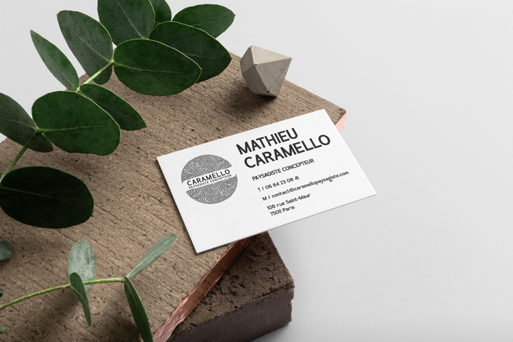 Création de carte de visite pour Caremello Paysagiste - Graphiste Paris - Mathieu Orenge